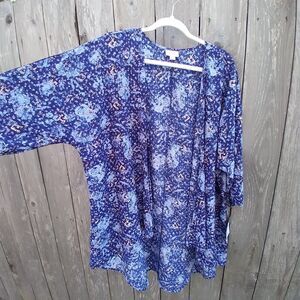 LuLaRoe size L kimono duster open front blue